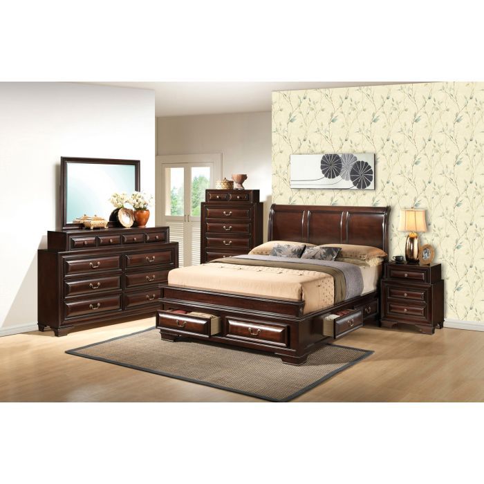 LaVita Storage Bed in dark wood with under-bed drawers by HouseOfZazla on Tampa Home & Garden Store