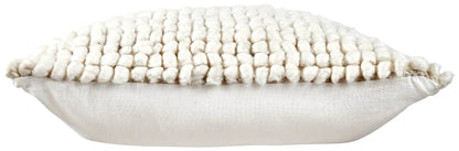 Aavie pillow from Unique Piece Furniture with chunky ivory knit top and natural linen base on Tampa Home & Garden Store