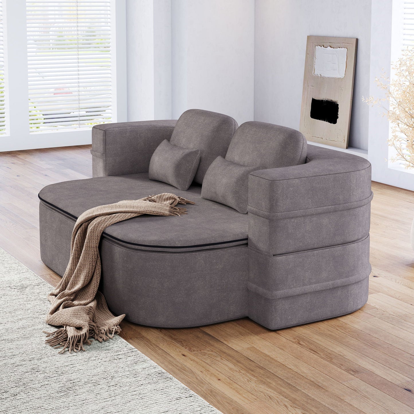 Foldable Sofa Bed with a Multi Functional Blanket