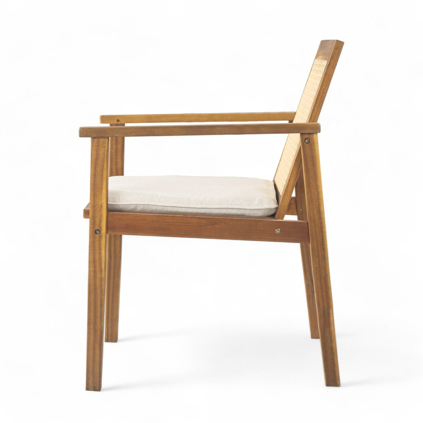 Preston Outdoor Dining Chair With Teak and Beige