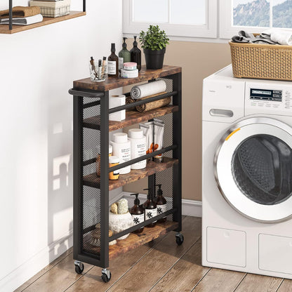 Narrow 4 Tier Rolling Kitchen Storage Cart