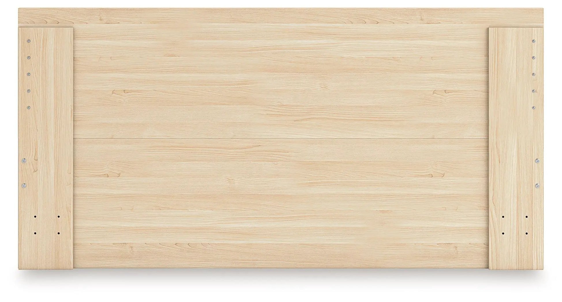 Onita panel platform bed frame in light oak with visible side rails on Tampa Home & Garden Store