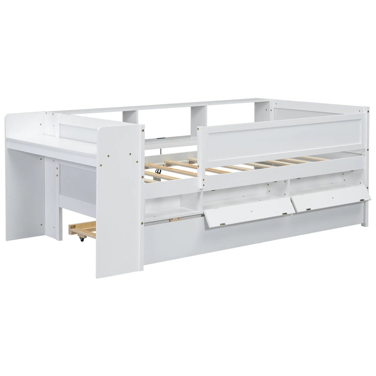 White twin daybed with drawers and trundle, slat bed frame on Tampa Home & Garden Store