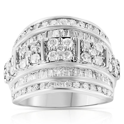 Sterling silver ring with 2.0 cttw round & baguette diamonds, multi-row channel set on Tampa Home & Garden Store