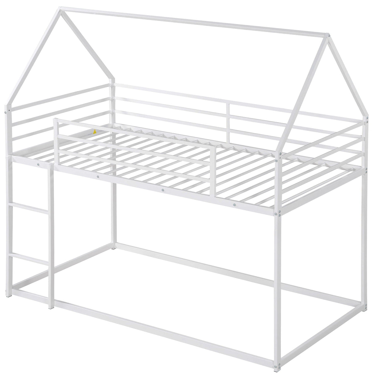 House bunk bed with built-in ladder, white metal frame and slatted rails on Tampa Home & Garden Store