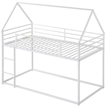 House bunk bed with built-in ladder, white metal frame and slatted rails on Tampa Home & Garden Store