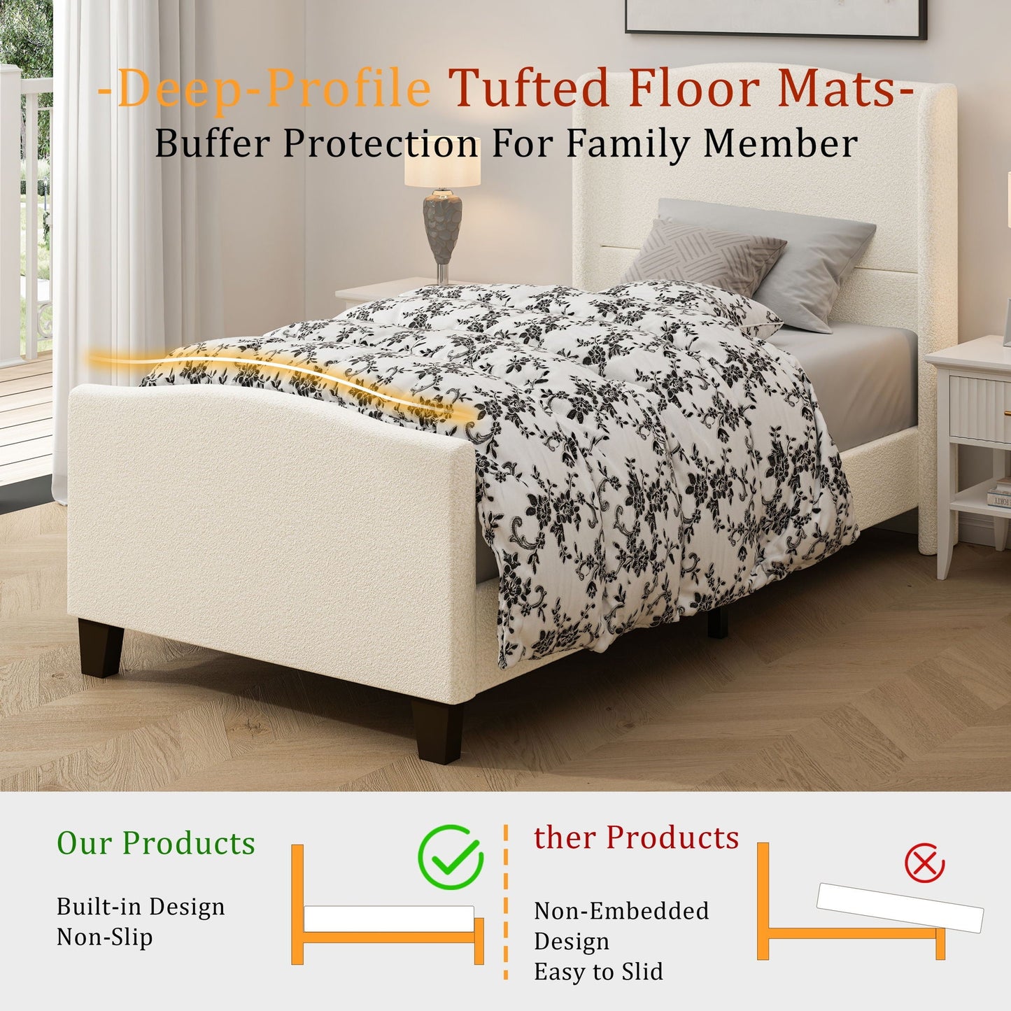 Sturdy Platform Bed Frame and a Padded Headboard