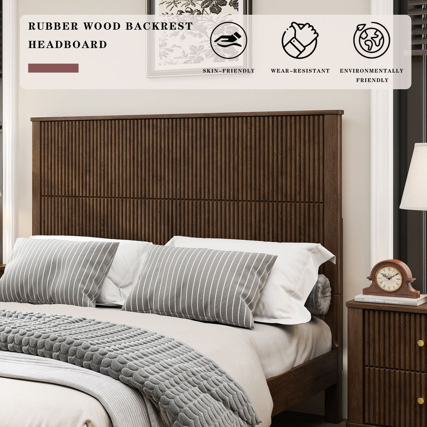 Solid Wood Platform Bed and the Tall Headboard