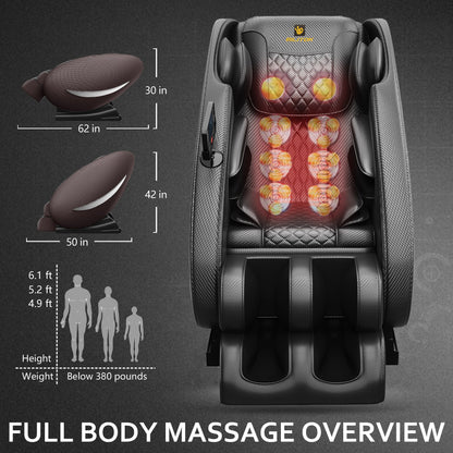 Massage chair recliner HouseOfZazla with brown quilted upholstery and air massage, zero gravity on Tampa Home & Garden Store
