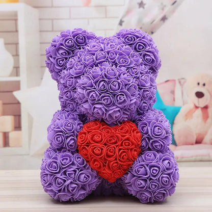 Purple rose bear with red rose heart, Valentine gift by FLIPSTYLEZLLC on Tampa Home & Garden Store