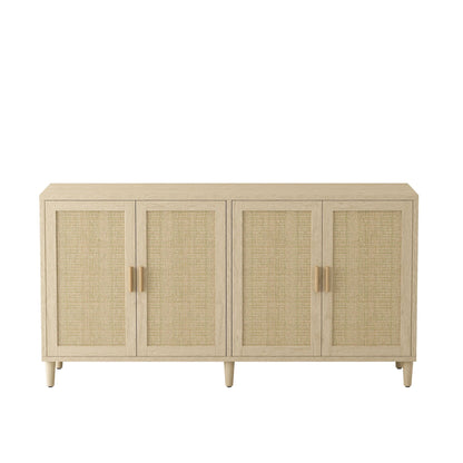 Buffet cabinet with adjustable shelves, finish and four cane-woven doors by HouseOfZazla on Tampa Home & Garden Store