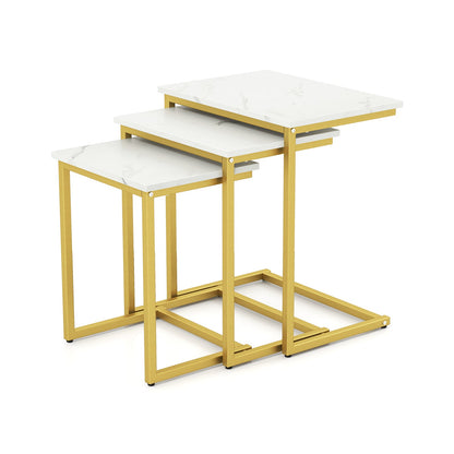3 Pieces Multifunctional Coffee End Table Set-Oak