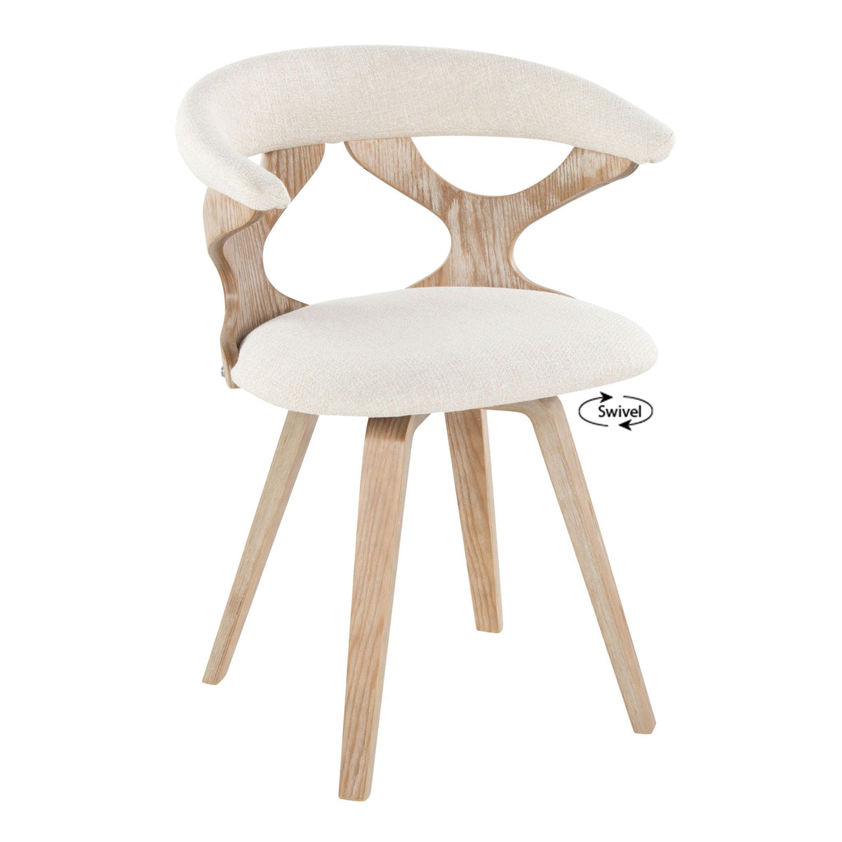 Mid Century Modern dining chair beige fabric with natural wood curved frame HouseOfZazla on Tampa Home & Garden Store