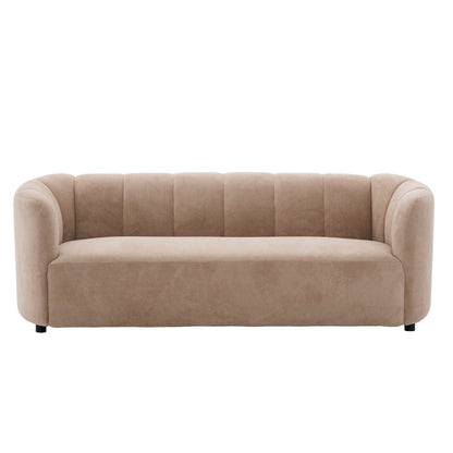 Mirelle 80 in modern curved velvet sofa beige velvet with rounded arms on Tampa Home & Garden Store