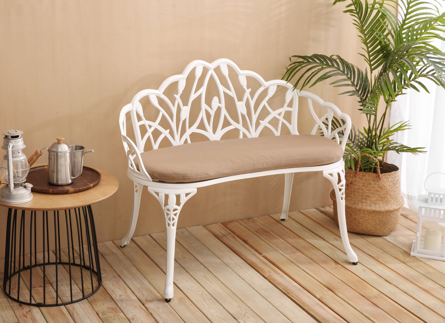 Cast Aluminum Tulip Outdoor Garden Bench