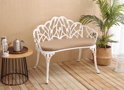Cast Aluminum Tulip Outdoor Garden Bench