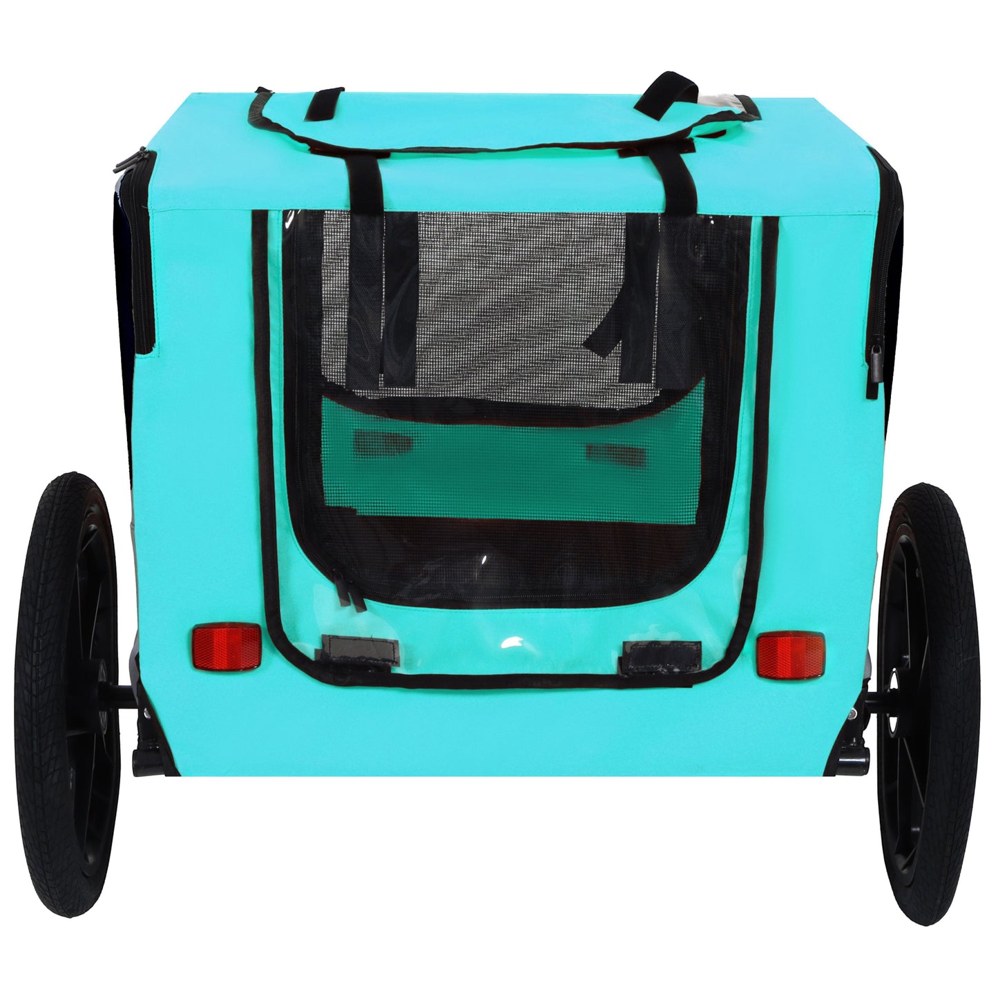 Pet bike trailer teal blue by HouseOfZazla with mesh window and black straps on Tampa Home & Garden Store