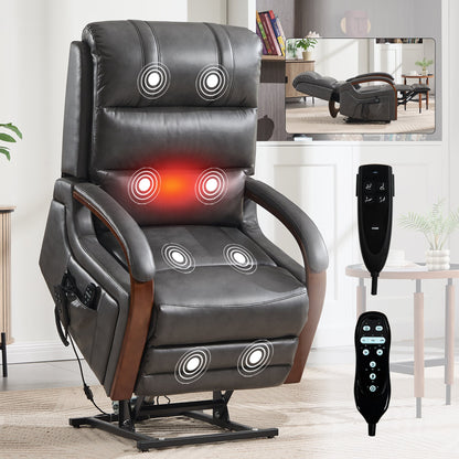 Power Dark Recliner Chair, dark leather recliner with massage nodes and remote control on Tampa Home & Garden Store