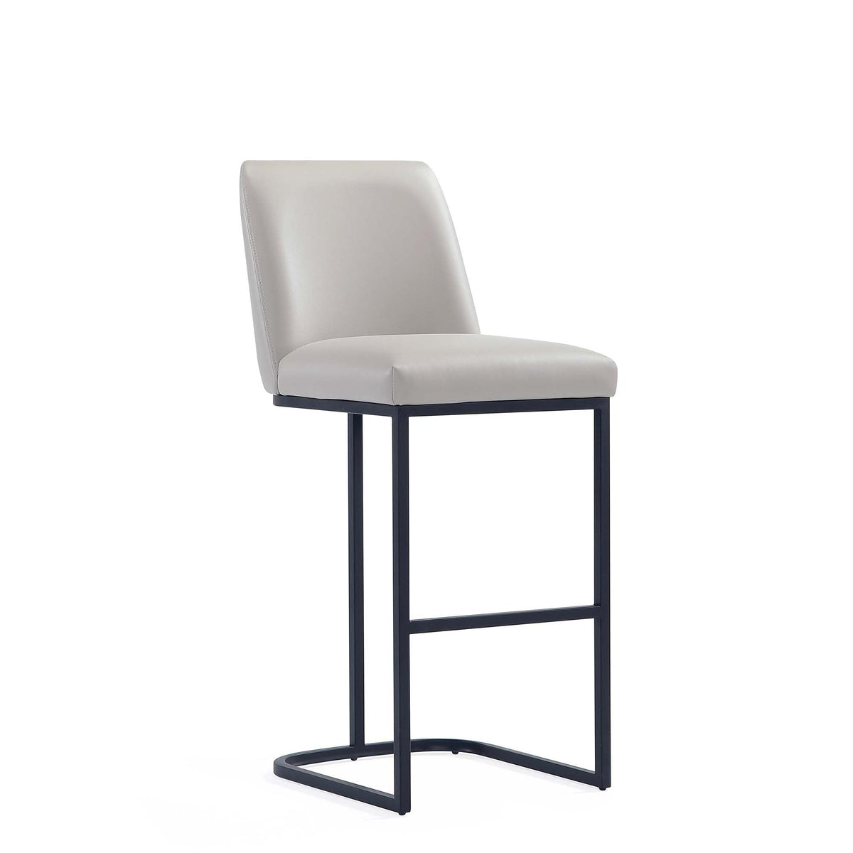 Serena Barstool beige leather upholstery with black metal bar-height frame HouseOfZazla on Tampa Home & Garden Store
