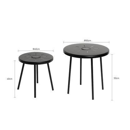 a Set of Two Solar Led Nesting Round Side Tables