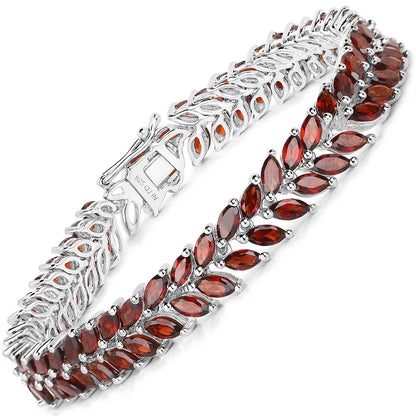 Garnet .925 Silver Bracelet 18.40ct by Bids.com with marquise-cut red stones on leaf-link band on Tampa Home & Garden Store