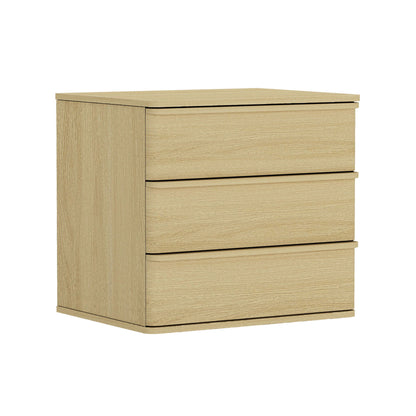 Oak nightstand with three drawers, light wood finish, accent storage on Tampa Home & Garden Store
