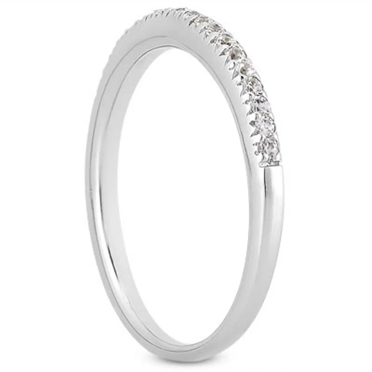 14k white gold fancy engraved pave diamond wedding ring band, slim profile on Tampa Home & Garden Store