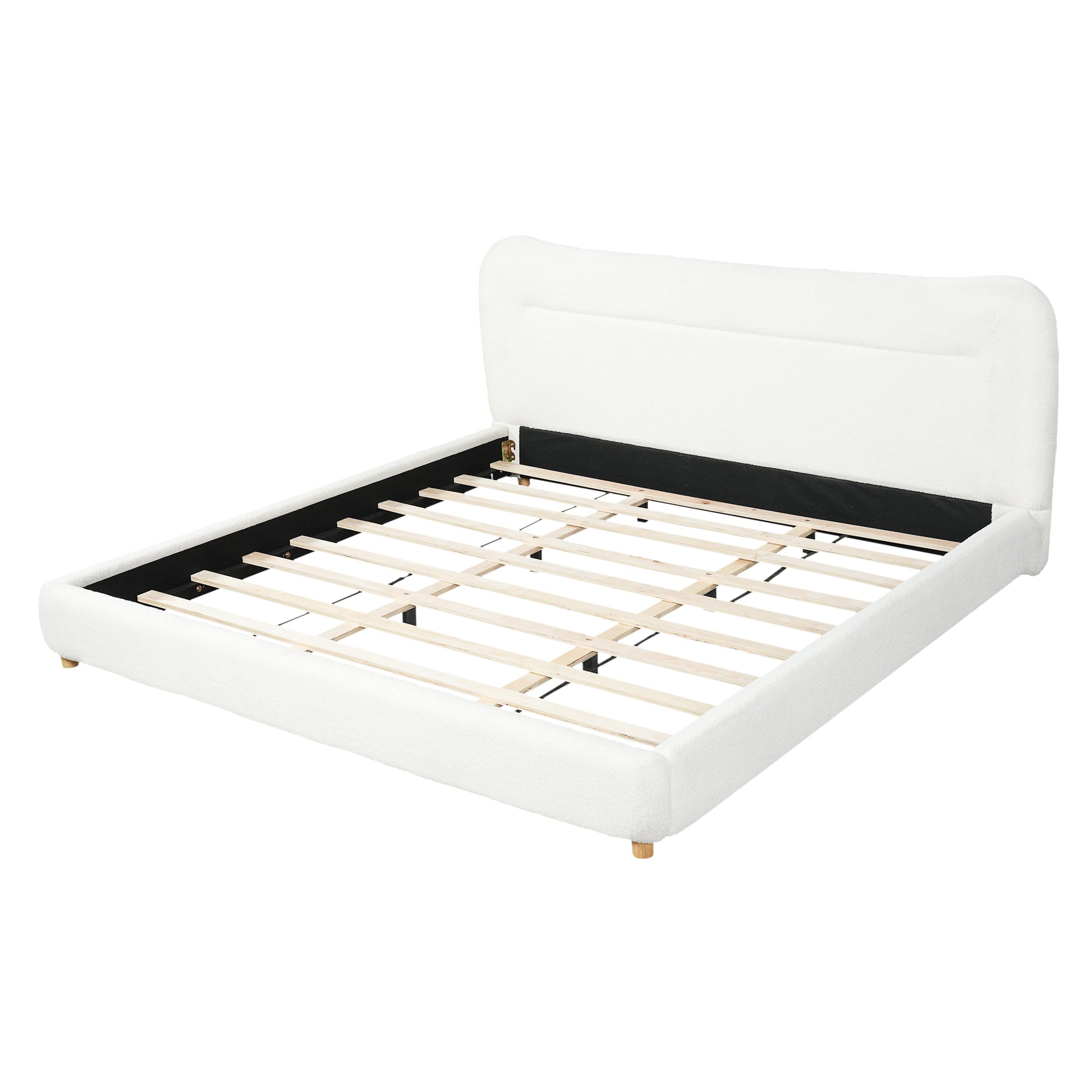 King teddy bear plush bed with curved white headboard and wooden slat foundation on Tampa Home & Garden Store