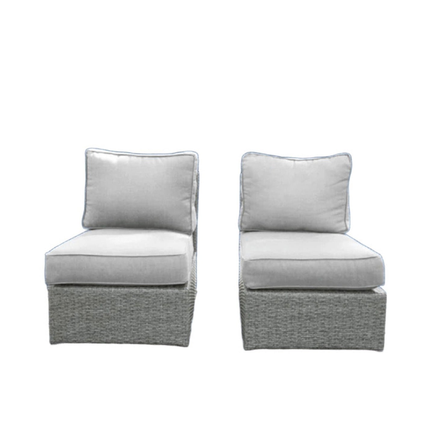 Armless Patio Chair With Cushions 2 gray cushions on woven wicker base HouseOfZazla Chairs on Tampa Home & Garden Store