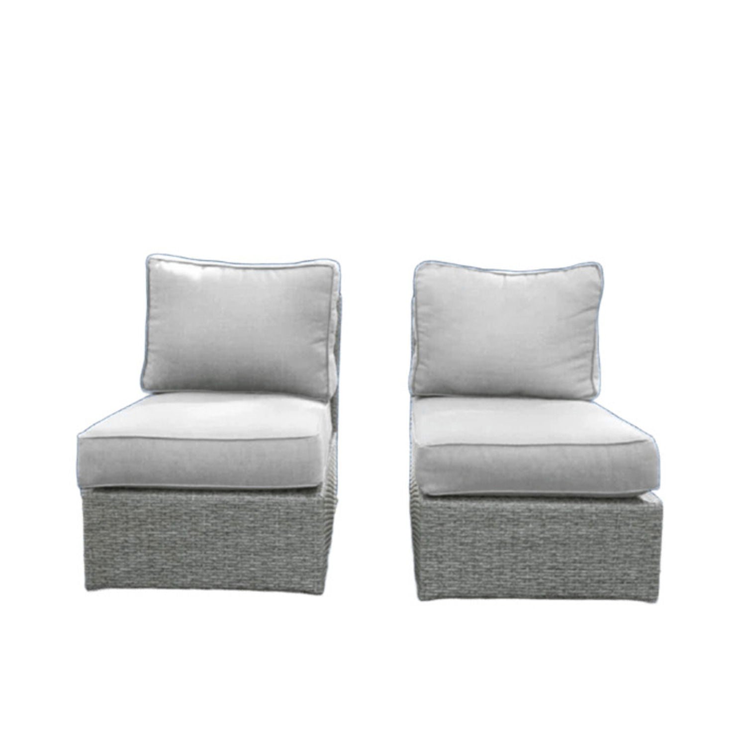 Armless Patio Chair With Cushions 2 gray cushions on woven wicker base HouseOfZazla Chairs on Tampa Home & Garden Store