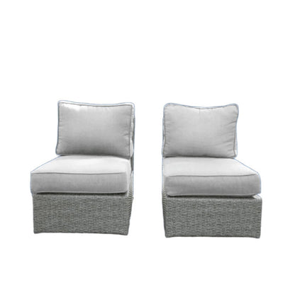 Armless Patio Chair With Cushions 2 gray cushions on woven wicker base HouseOfZazla Chairs on Tampa Home & Garden Store