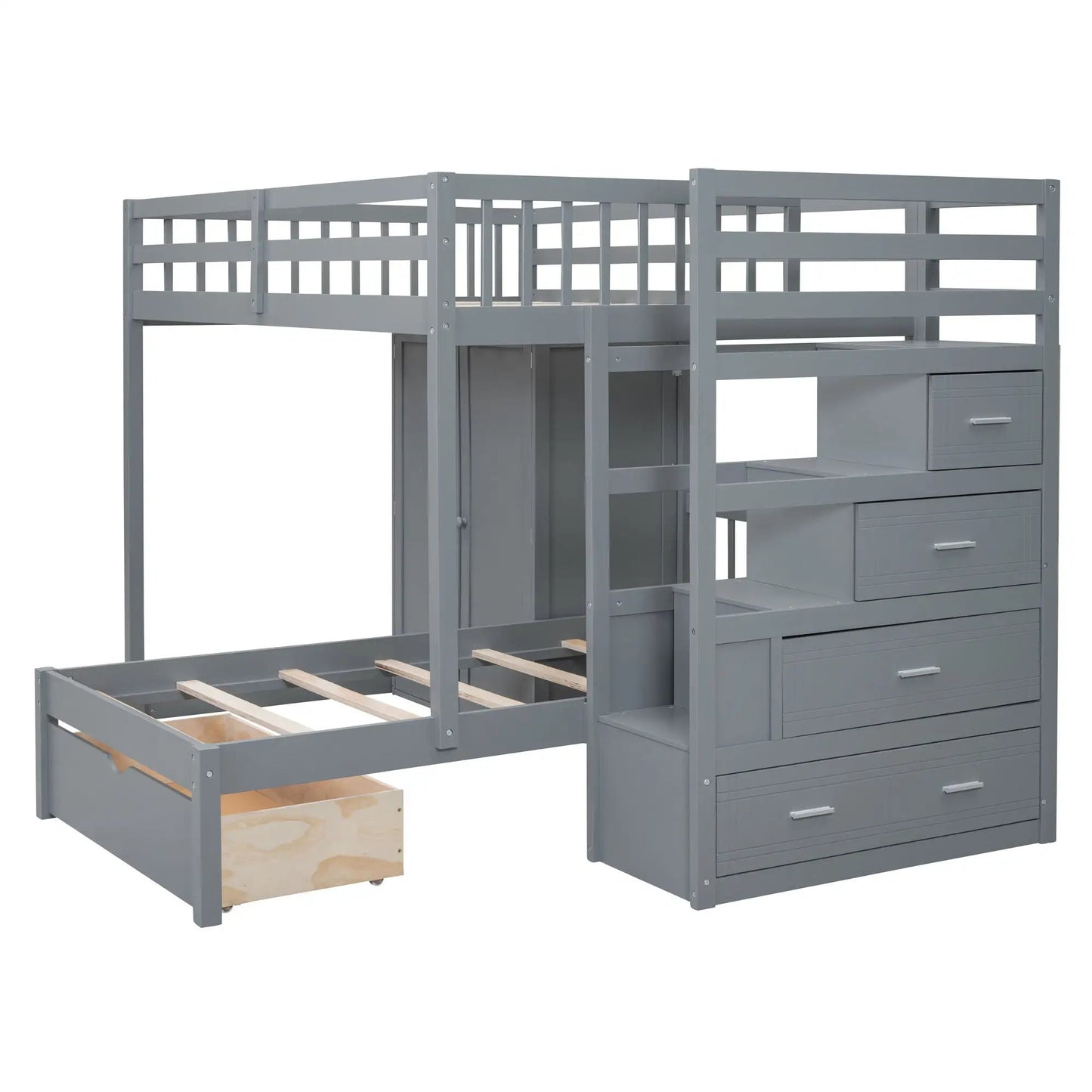 Bunk Bed With Wardrobe and Drawers Full Size