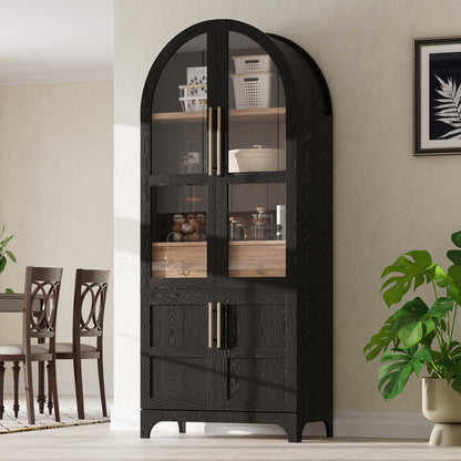 Tall Arched Kitchen Cabinet And Glass Doors