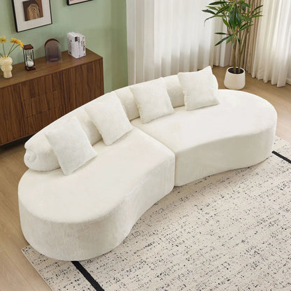 Modern Curved Sofa with Pillows for Living Room