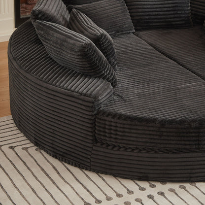 Round Oversized Sofa Bed with Throw Pillows