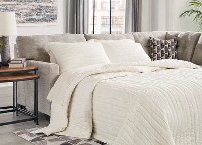 Mahoney stationary sectional beige fabric with tufted cushions by Unique Piece Furniture on Tampa Home & Garden Store