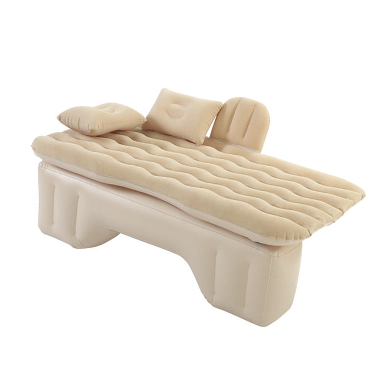 Beige inflatable car mattress with headrest cushion and wavy surface for camping and car travel on Tampa Home & Garden Store
