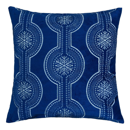 Holiday Throw Pillow With Snowflake Embroidery in royal blue with silver thread on Tampa Home & Garden Store