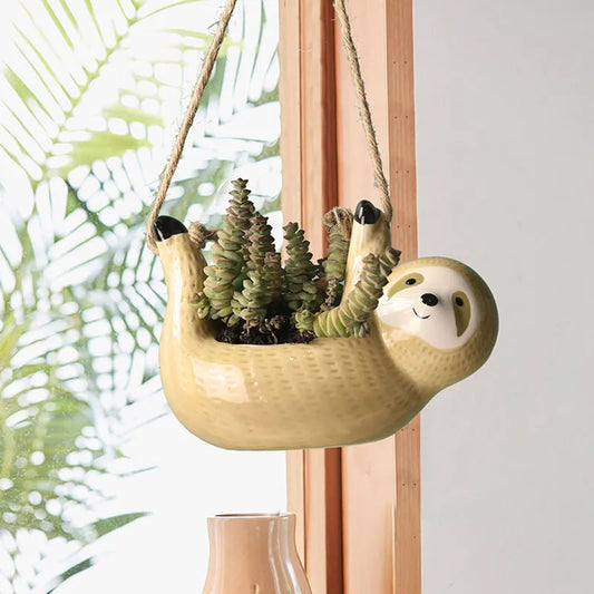 1 Pot de fleurs suspendu en céramique Scindapsus Chlorophytum Panier de fleurs suspendu Pot de fleurs Dessins animés Vase animal Décoration de jardin