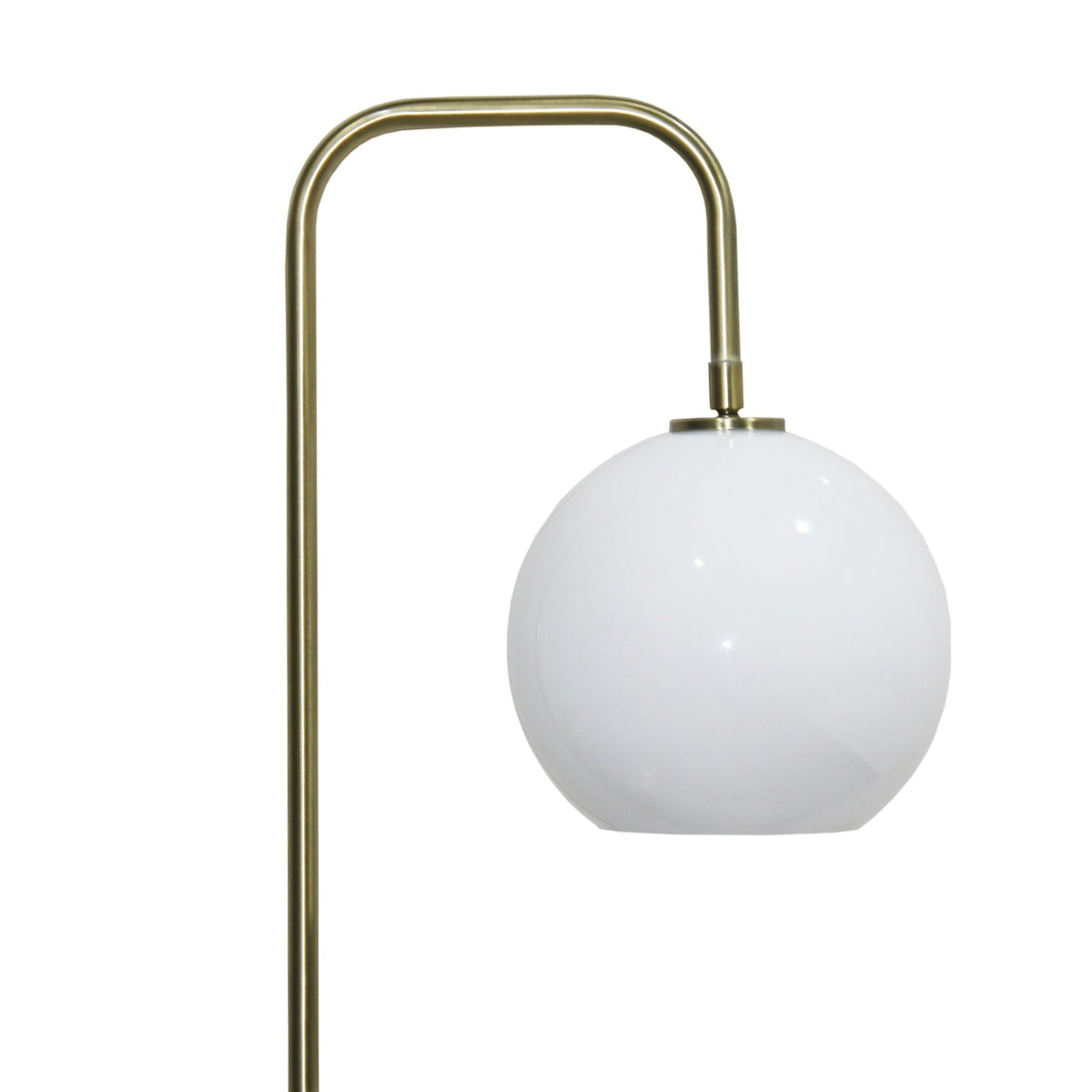 Tall Corner Floor Lamp white glass shade with brass curved arm by HouseOfZazla on Tampa Home & Garden Store