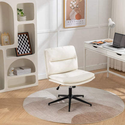 Bizerte white padded swivel chair with wide seat and black five-star base in a bright home office on Tampa Home & Garden Store