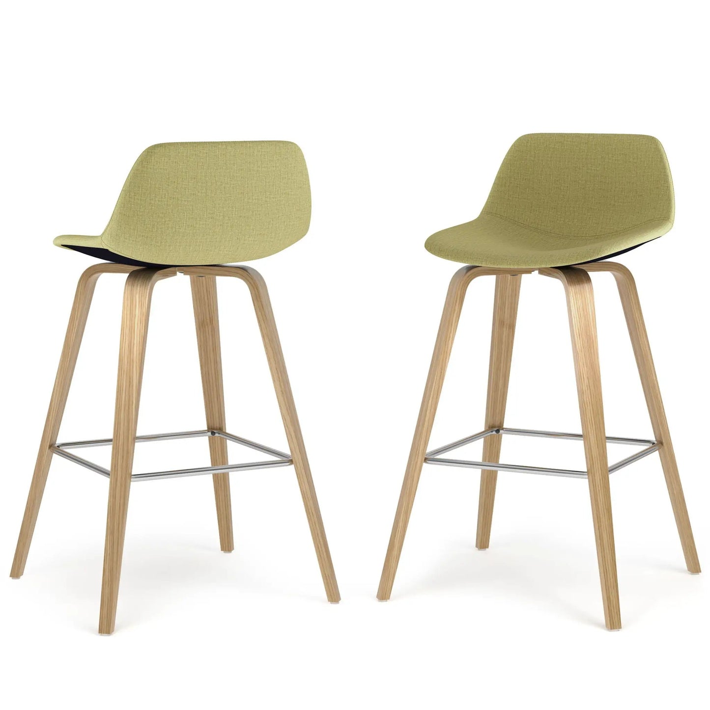 Randolph Bentwood counter stools, olive fabric, set of 2, wood legs with metal footrest on Tampa Home & Garden Store