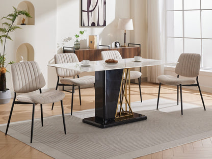 2-piece retro linen chair set with curved wooden backrest, cushioned seat, adjustable metal legs, (Beige Linen)