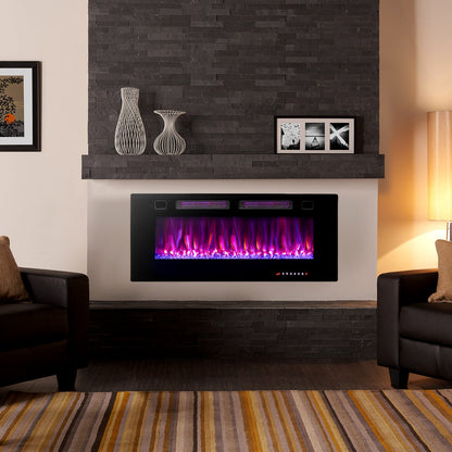 Chimenea eléctrica ultrafina de 42 pulgadas con cristales decorativos y control inteligente por aplicación-42 pulgadas