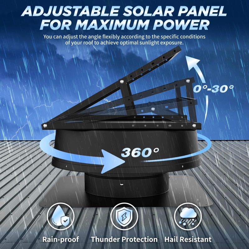 42W 12" Solar Attic Fan with Smart Power Adapter+Remote - Tampa Home & Garden Store