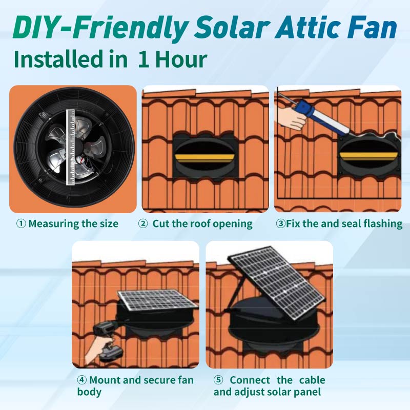 42W 12" Solar Attic Fan with Smart Power Adapter+Remote - Tampa Home & Garden Store