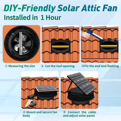 42W 12" Solar Attic Fan with Smart Power Adapter+Remote - Tampa Home & Garden Store