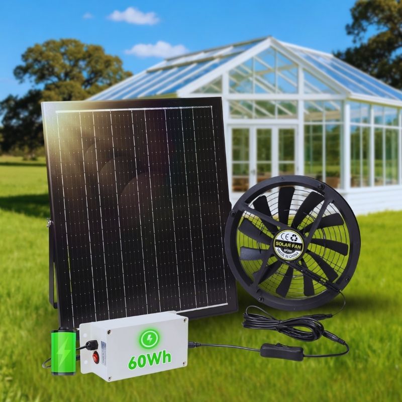 42W Solar Exhaust Intake Fan with Battery - Tampa Home & Garden Store