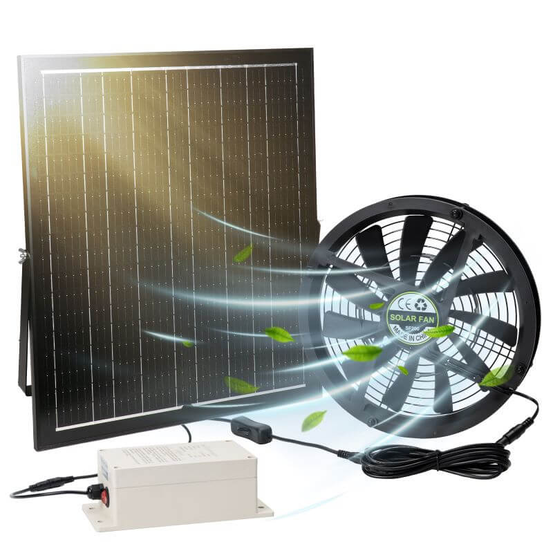 42W Solar Exhaust Intake Fan with Battery - Tampa Home & Garden Store
