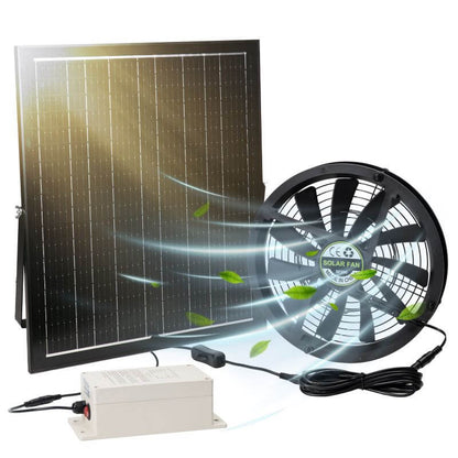 42W Solar Exhaust Intake Fan with Battery - Tampa Home & Garden Store
